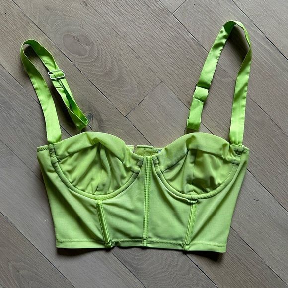 Oh Polly Tops - oh Polly lime green mesh bustier crop top